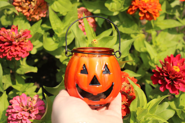 Jack O' Lantern Crystal Candle|Crystal Candles|Halloween Candle|Samhain Candle|All Hallow's Eve Candle|Pumpkin Candle|Pumpkin Crystal Candle