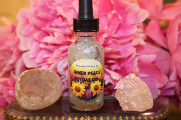 Inner Peace Ritual Oil|Crystal Infused Body Oil|Body Oil|Crystal Oil|Manifestation Oil|Shimmer Body Oil|Body Shimmer|Body Glitter|Relax|Calm