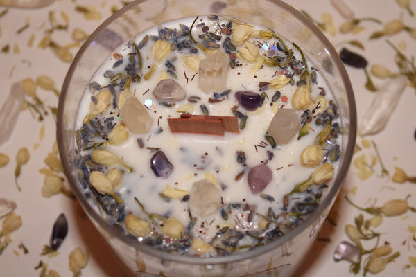 New Moon Ritual Candle|New Moon Candle|New Moon|New Moon Ritual|Crystal Candle|New Moon Crystal Candle|Manifestation Candle|Crystal Healing