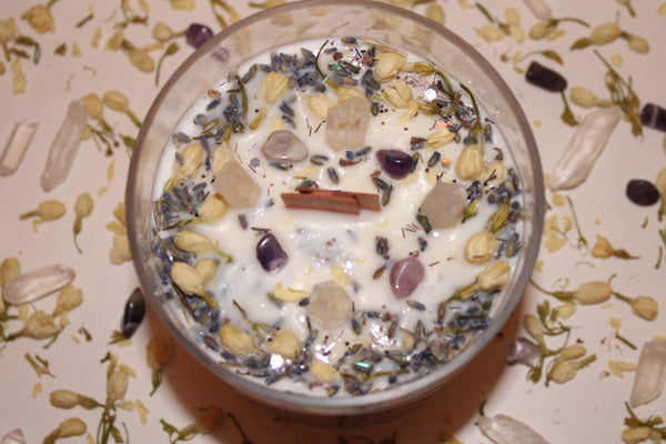 New Moon Ritual Candle|New Moon Candle|New Moon|New Moon Ritual|Crystal Candle|New Moon Crystal Candle|Manifestation Candle|Crystal Healing