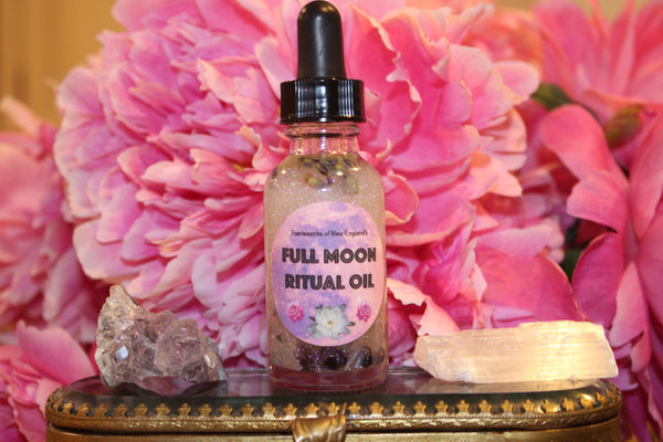 Full Moon Ritual Oil|Crystal Infused Body Oil|Body Oil|Crystals|Manifestation Oil|Shimmer Body Oil|Body Shimmer|Body Glitter|Full Moon Oil