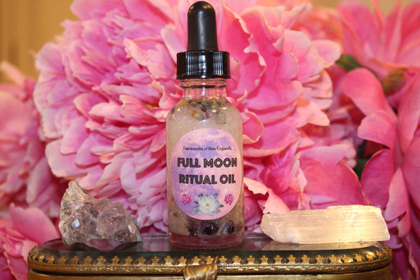 Full Moon Ritual Oil|Crystal Infused Body Oil|Body Oil|Crystals|Manifestation Oil|Shimmer Body Oil|Body Shimmer|Body Glitter|Full Moon Oil