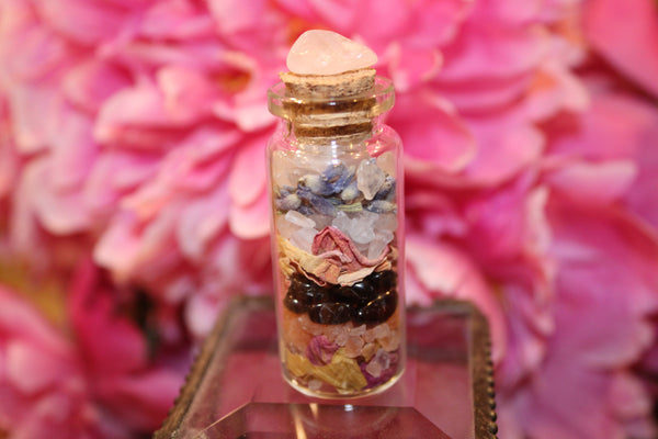 Self Love Spell Bottle|Self Love Spell Jar|Mini Spell Bottle|Witch Bottle|Witch Jar|Intention Jar|Intention Bottle|Manifestation Jar|Crystal