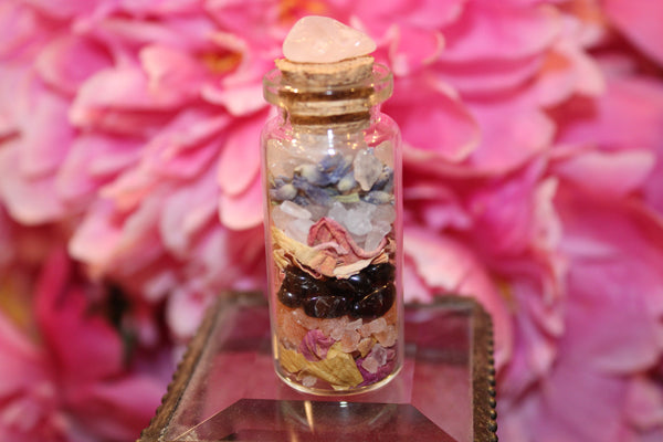 Self Love Spell Bottle|Self Love Spell Jar|Mini Spell Bottle|Witch Bottle|Witch Jar|Intention Jar|Intention Bottle|Manifestation Jar|Crystal