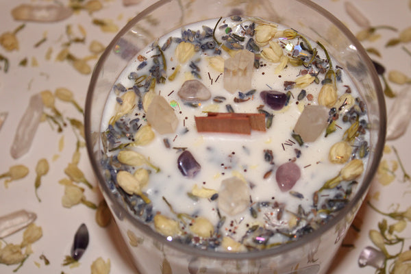 New Moon Ritual Candle|New Moon Candle|New Moon|New Moon Ritual|Crystal Candle|New Moon Crystal Candle|Manifestation Candle|Crystal Healing
