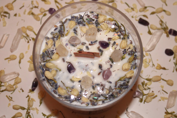 New Moon Ritual Candle|New Moon Candle|New Moon|New Moon Ritual|Crystal Candle|New Moon Crystal Candle|Manifestation Candle|Crystal Healing