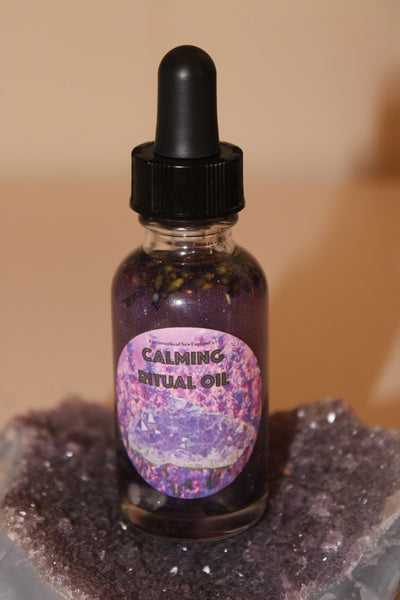 Calming Ritual Oil|Crystal Infused Body Oil|Body Oil|Crystal Oil|Intention Oil|Shimmer Body Oil|Body Shimmer|Calming Oil|Anti-Anxiety Oil