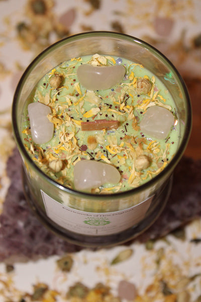 Heart Chakra Crystal Candle|Chakras|Crystal Candle|Soy Wax|Vegan|Natural|Cruelty Free|Crystal Healing|Self Care|Meditation|Crystal Candles