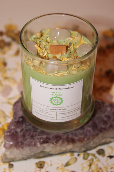 Heart Chakra Crystal Candle|Chakras|Crystal Candle|Soy Wax|Vegan|Natural|Cruelty Free|Crystal Healing|Self Care|Meditation|Crystal Candles