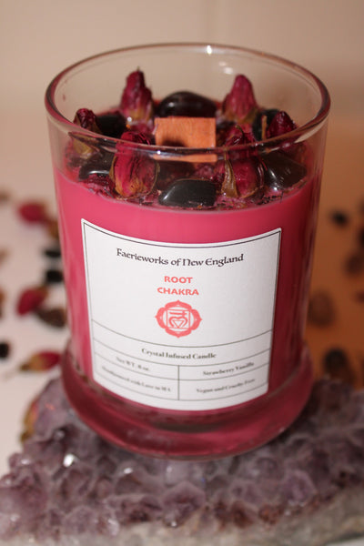 Root Chakra Crystal Candle|Chakras|Crystal Candle|Soy Wax|Vegan|Natural|Cruelty Free|Crystal Healing|Self Care|Meditation|Crystal Candles