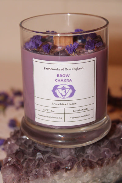 Brow Chakra Herbal Candle|Crystal Candle|Soy Wax|Vegan|Natural|Cruelty Free|Crystal Healing|Self Care|Chakras|Meditation|Crystal Candles
