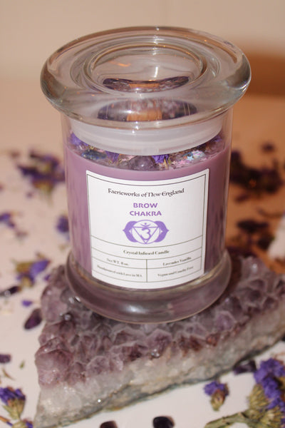 Brow Chakra Herbal Candle|Crystal Candle|Soy Wax|Vegan|Natural|Cruelty Free|Crystal Healing|Self Care|Chakras|Meditation|Crystal Candles