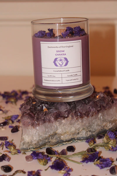 Brow Chakra Herbal Candle|Crystal Candle|Soy Wax|Vegan|Natural|Cruelty Free|Crystal Healing|Self Care|Chakras|Meditation|Crystal Candles