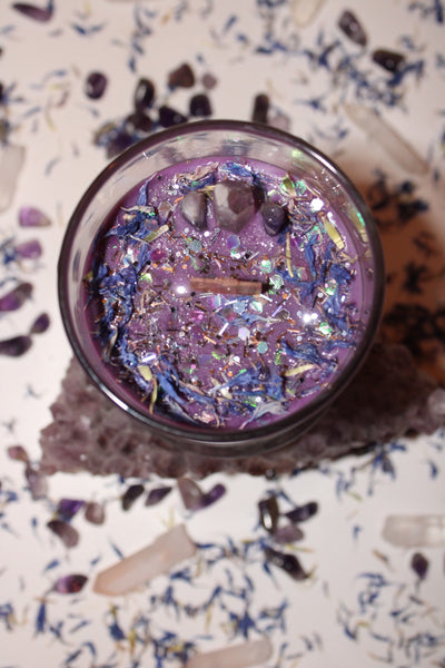 Crown Chakra Crystal Candle|Crystal Candle|Soy Wax|Vegan|Natural|Cruelty Free|Crystal Healing|Self Care|Chakras|Meditation|Crystal Candles