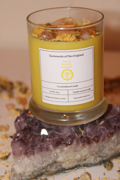 Solar Plexus Chakra Crystal Candle|Crystal Candle|Soy Wax|Vegan|Natural|Cruelty Free|Crystal Healing|Self Care|Meditation|Crystal Candles