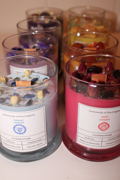 Throat Chakra Crystal Candle|Chakras|Crystal Candle|Soy Wax|Vegan|Natural|Cruelty Free|Crystal Healing|Self Care|Meditation|Crystal Candles