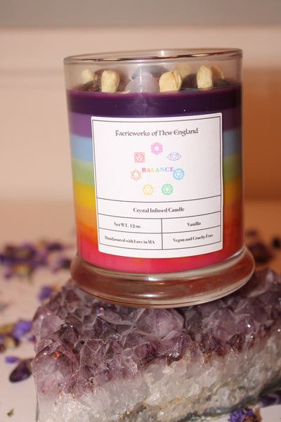Chakra Balancing Crystal Candle|Crystal Candle|Soy Wax|Vegan|Natural|Cruelty Free|Crystal Healing|Self Care|Meditation|Crystal Candles|Chakras