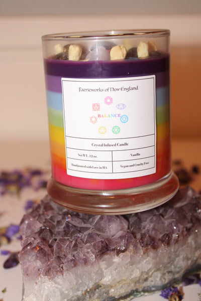 Chakra Balancing Crystal Candle|Crystal Candle|Soy Wax|Vegan|Natural|Cruelty Free|Crystal Healing|Self Care|Meditation|Crystal Candles|Chakras