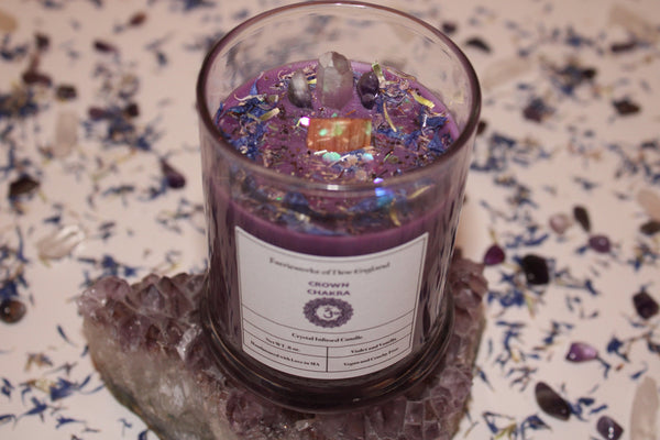 Crown Chakra Crystal Candle|Crystal Candle|Soy Wax|Vegan|Natural|Cruelty Free|Crystal Healing|Self Care|Chakras|Meditation|Crystal Candles