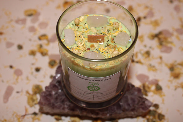 Heart Chakra Crystal Candle|Chakras|Crystal Candle|Soy Wax|Vegan|Natural|Cruelty Free|Crystal Healing|Self Care|Meditation|Crystal Candles