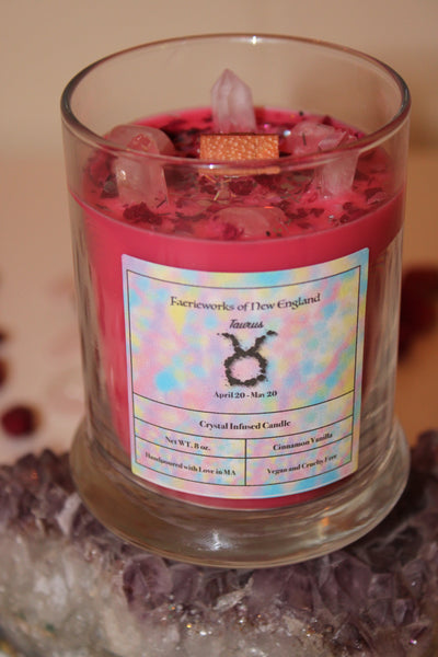 Taurus Crystal Candle|Crystal Candle|Soy Wax|Taurus Candle|Zodiac Candles|Taurus Crystals|Crystal Healing|Zodiac|Astrology|Crystal Candles