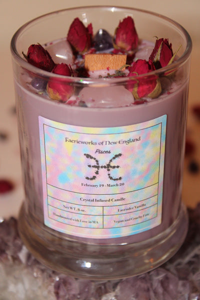 Pisces Crystal Candle|Crystal Candle|Zodiac Candles|Zodiac Crystal Candle|Zodiac Candles|Pisces Crystals|Zodiac|Astrology|Crystal Candles