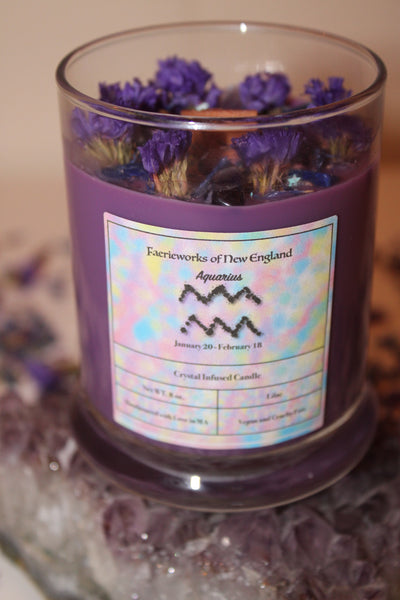 Aquarius Crystal Candle|Crystal Candle|Aquarius|Aquarius Candle|Aquarius Crystals|Zodiac Candles|Zodiac|Astrology|Crystal Candles