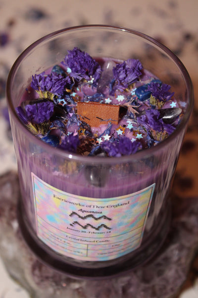 Aquarius Crystal Candle|Crystal Candle|Aquarius|Aquarius Candle|Aquarius Crystals|Zodiac Candles|Zodiac|Astrology|Crystal Candles