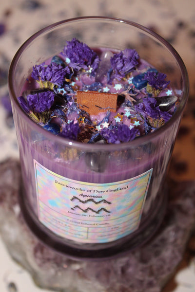 Aquarius Crystal Candle|Crystal Candle|Aquarius|Aquarius Candle|Aquarius Crystals|Zodiac Candles|Zodiac|Astrology|Crystal Candles