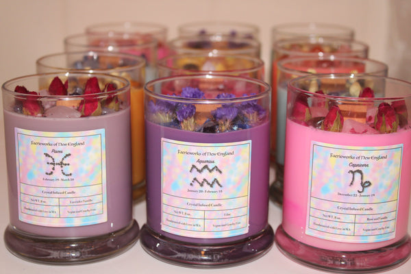 Aquarius Crystal Candle|Crystal Candle|Aquarius|Aquarius Candle|Aquarius Crystals|Zodiac Candles|Zodiac|Astrology|Crystal Candles