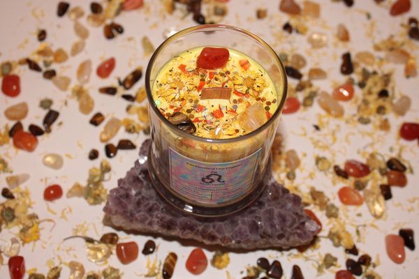 Leo Crystal Candle|Crystal Candle|Leo Candle|Zodiac Candles|Zodiac Candle|Leo Crystals|Leo|Crystal Healing|Zodiac|Astrology|Crystal Candles