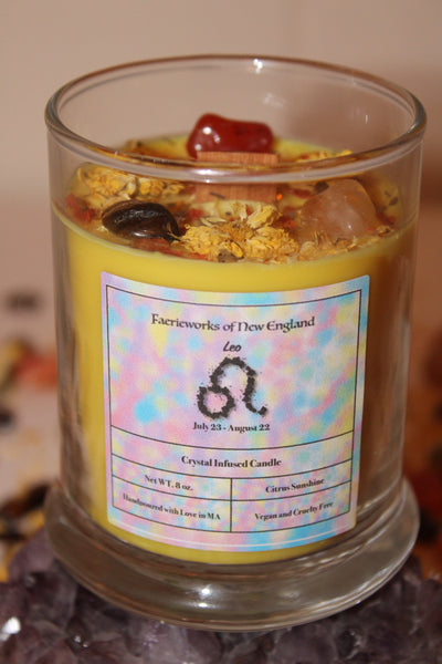 Leo Crystal Candle|Crystal Candle|Leo Candle|Zodiac Candles|Zodiac Candle|Leo Crystals|Leo|Crystal Healing|Zodiac|Astrology|Crystal Candles