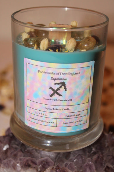 Sagittarius Crystal Candle|Crystal Candle|Sagittarius|Sagittarius Candle|Zodiac Candle|Zodiac Candles|Zodiac|Astrology|Crystal Candles