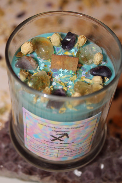 Sagittarius Crystal Candle|Crystal Candle|Sagittarius|Sagittarius Candle|Zodiac Candle|Zodiac Candles|Zodiac|Astrology|Crystal Candles
