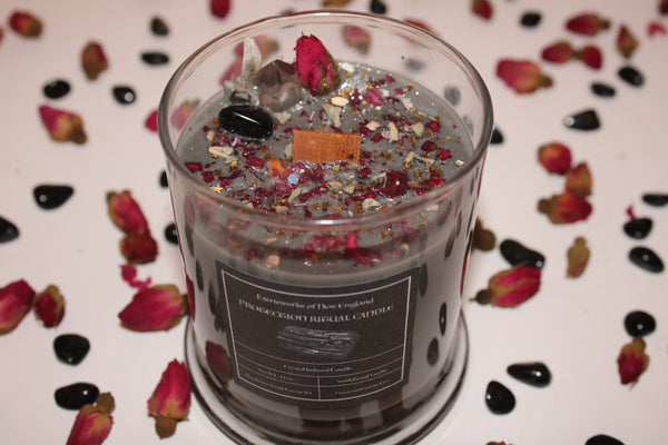 PROTECTION Crystal Candle|Crystal Candle|Intention Candle|Faerieworks of New England|Crystal Healing|Self Care|Meditation|Crystal Candles