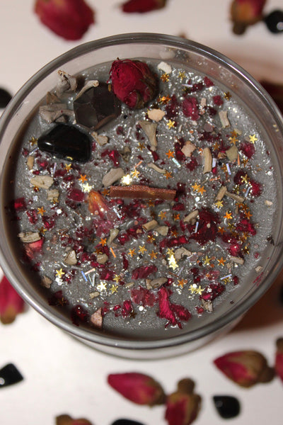 PROTECTION Crystal Candle|Crystal Candle|Intention Candle|Faerieworks of New England|Crystal Healing|Self Care|Meditation|Crystal Candles