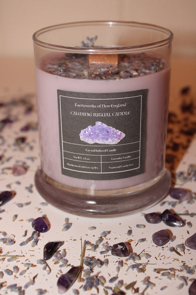 CALMING Anxiety Relief Candle|Crystal Candle|Crystal Candles|Intention Candle|Crystal Healing|Self Care|Meditation|Calm|Crystal Candles