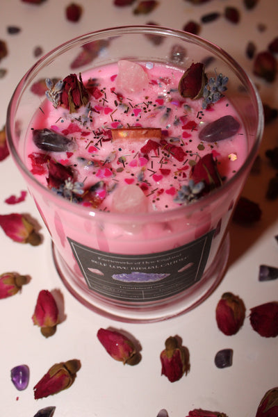 SELF LOVE Crystal Candle|Crystal Candle|Intention Candle|Faerieworks of New England|Crystal Healing|Self Care|Meditation|Crystal Candles