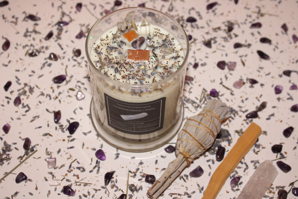 Cleansing Sage Intention Candle|Crystal Candle|Soy Wax|Vegan|Natural|Cruelty Free|Crystal Healing|Self Care|Cleansing|Smudge|Crystal Candles