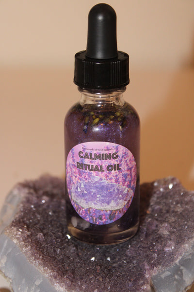 Calming Ritual Oil|Crystal Infused Body Oil|Body Oil|Crystal Oil|Intention Oil|Shimmer Body Oil|Body Shimmer|Calming Oil|Anti-Anxiety Oil