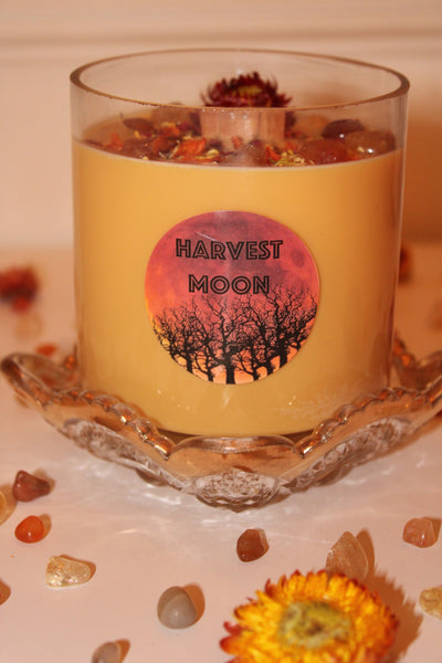 Harvest Moon Candle|Fall Candle|Autumn Candle|Harvest Candle|Cider Candle|Full Moon|Crystal Candle|Crystal Candles|Full Moon Candle