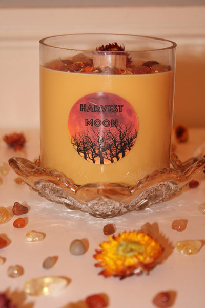 Harvest Moon Candle|Fall Candle|Autumn Candle|Harvest Candle|Cider Candle|Full Moon|Crystal Candle|Crystal Candles|Full Moon Candle