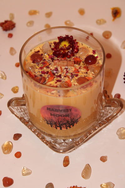 Harvest Moon Candle|Fall Candle|Autumn Candle|Harvest Candle|Cider Candle|Full Moon|Crystal Candle|Crystal Candles|Full Moon Candle
