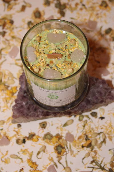 Heart Chakra Crystal Candle|Chakras|Crystal Candle|Soy Wax|Vegan|Natural|Cruelty Free|Crystal Healing|Self Care|Meditation|Crystal Candles