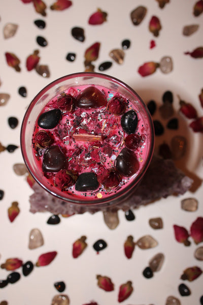 Root Chakra Crystal Candle|Chakras|Crystal Candle|Soy Wax|Vegan|Natural|Cruelty Free|Crystal Healing|Self Care|Meditation|Crystal Candles