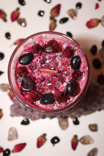 Root Chakra Crystal Candle|Chakras|Crystal Candle|Soy Wax|Vegan|Natural|Cruelty Free|Crystal Healing|Self Care|Meditation|Crystal Candles