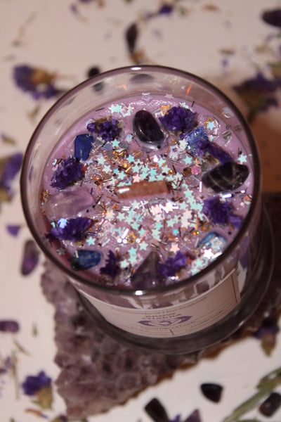 Brow Chakra Herbal Candle|Crystal Candle|Soy Wax|Vegan|Natural|Cruelty Free|Crystal Healing|Self Care|Chakras|Meditation|Crystal Candles