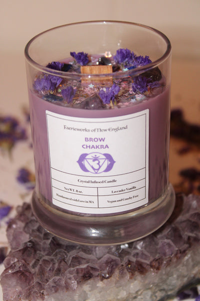 Brow Chakra Herbal Candle|Crystal Candle|Soy Wax|Vegan|Natural|Cruelty Free|Crystal Healing|Self Care|Chakras|Meditation|Crystal Candles