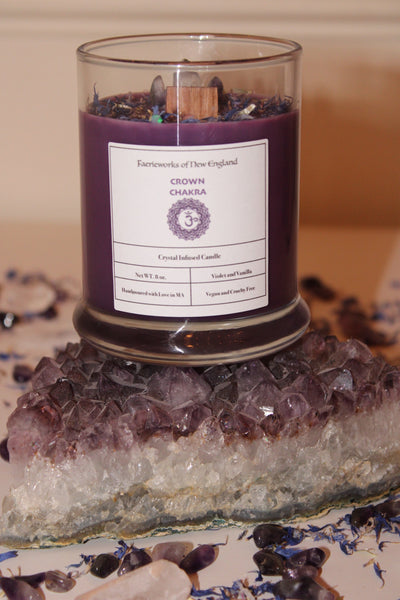 Crown Chakra Crystal Candle|Crystal Candle|Soy Wax|Vegan|Natural|Cruelty Free|Crystal Healing|Self Care|Chakras|Meditation|Crystal Candles