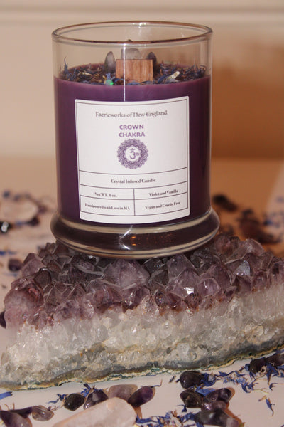 Crown Chakra Crystal Candle|Crystal Candle|Soy Wax|Vegan|Natural|Cruelty Free|Crystal Healing|Self Care|Chakras|Meditation|Crystal Candles